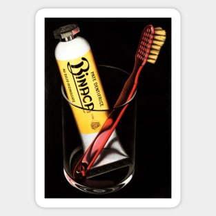 Switzerland BINACA TOOTHPASTE 1943 Retro Advertisement Art Deco Sticker